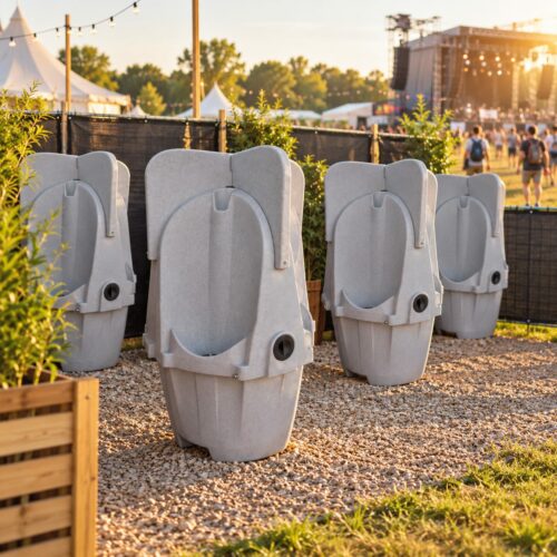 Urinoir autonome 4 places Equiloc installé sur un festival en plein air